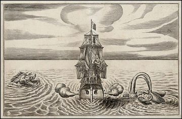 Sea monsters attacking a ship
